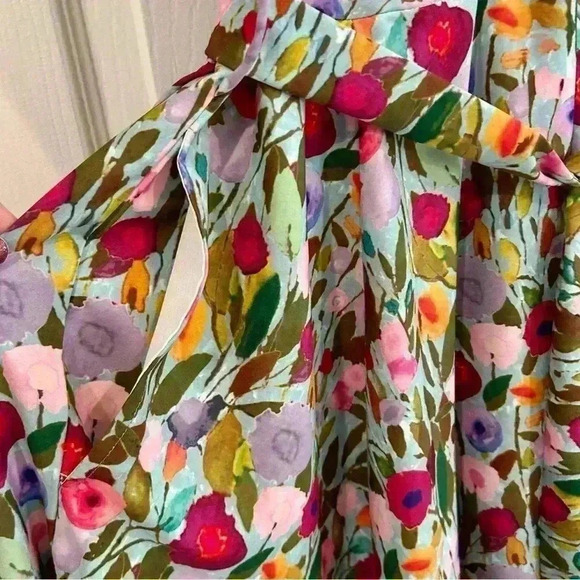 eShakti Wayward Fancies Floral Dress 16/XL V Neck Pockets Scarf Hem Cottagecore - Picture 6 of 17
